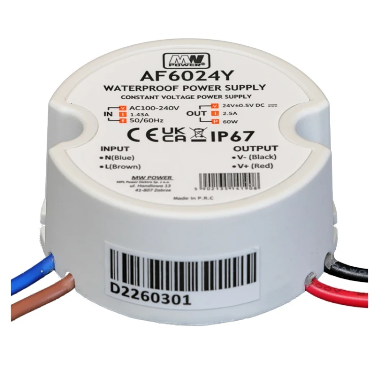 Zasilacz LED 60W 24V 2,5A puszkowy hermetyczny AF6024Y