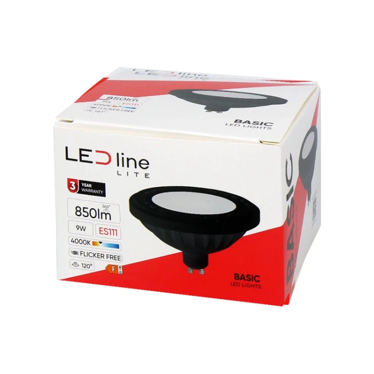 Żarówka LED GU10 ES111 9W biała dzienna 120°  czarna - opakowanie