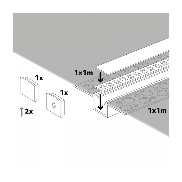Podtynkowy profil aluminiowy LED KG01 anodowany srebrny 2 m