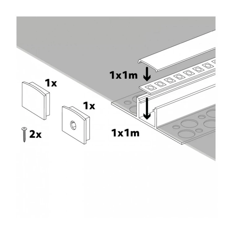 Podtynkowy profil aluminiowy LED KG02 anodowany srebrny 2 m