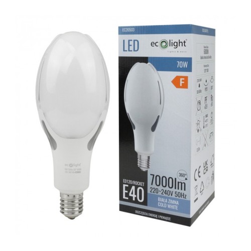 Żarówka przemysłowa LED E40 70W zimna biała