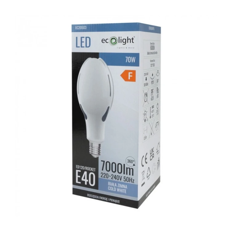 Żarówka LED Rocket E40 70W do hal i magazynów