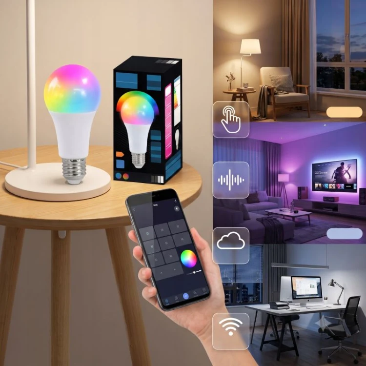 Żarówka LED SMART E27 12W A60 RGB+WW/CW sterowana aplikacją TUYA - sterowanie
