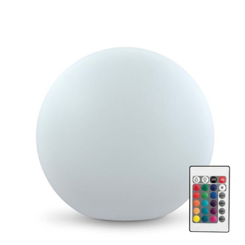 Lampa ogrodowa LED solarna wbijana 40cm RGBW kula do ogrodu NAZIEMNA z pilotem