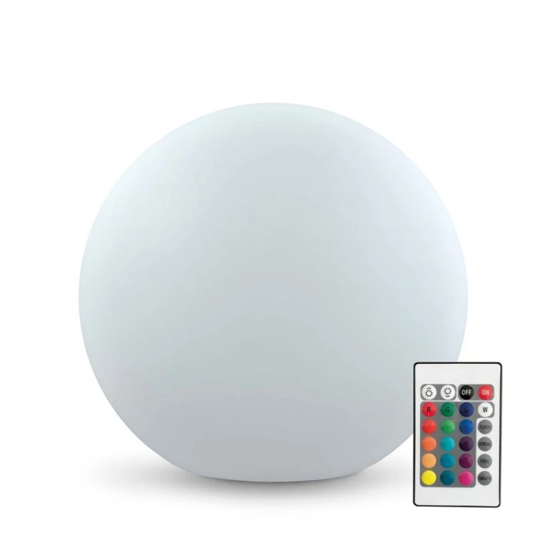 Lampa ogrodowa LED solarna wbijana 40cm RGBW kula do ogrodu NAZIEMNA z pilotem