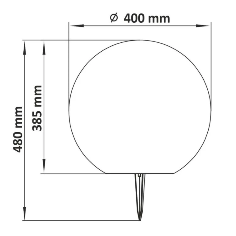 Lampa ogrodowa LED solarna wbijana 40cm RGBW kula do ogrodu NAZIEMNA z pilotem_wymiary