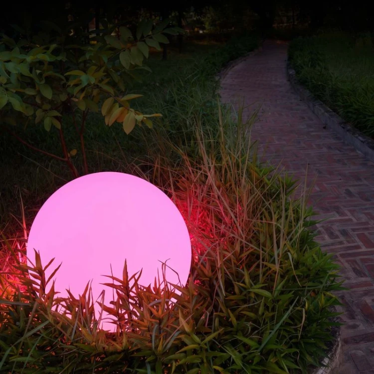 Lampa ogrodowa LED solarna wbijana 40cm RGBW kula do ogrodu NAZIEMNA z pilotem_rgb