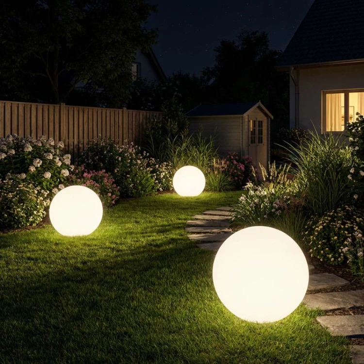 Lampa ogrodowa LED solarna wbijana 50cm RGBW kula do ogrodu NAZIEMNA z pilotem biała ciepła