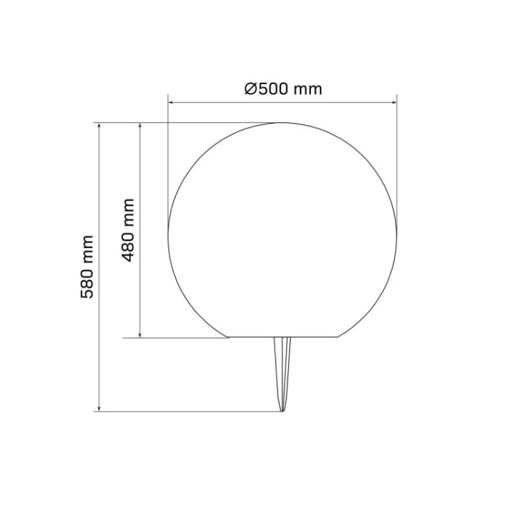 Lampa ogrodowa LED solarna wbijana 50cm RGBW kula do ogrodu NAZIEMNA z pilotem - wymiary