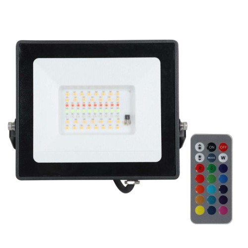 Naświetlacz LED RGB 30W IP65 czarny + pilot