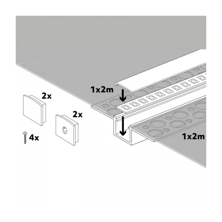 Podtynkowy profil aluminiowy LED KG01 biały 2 m