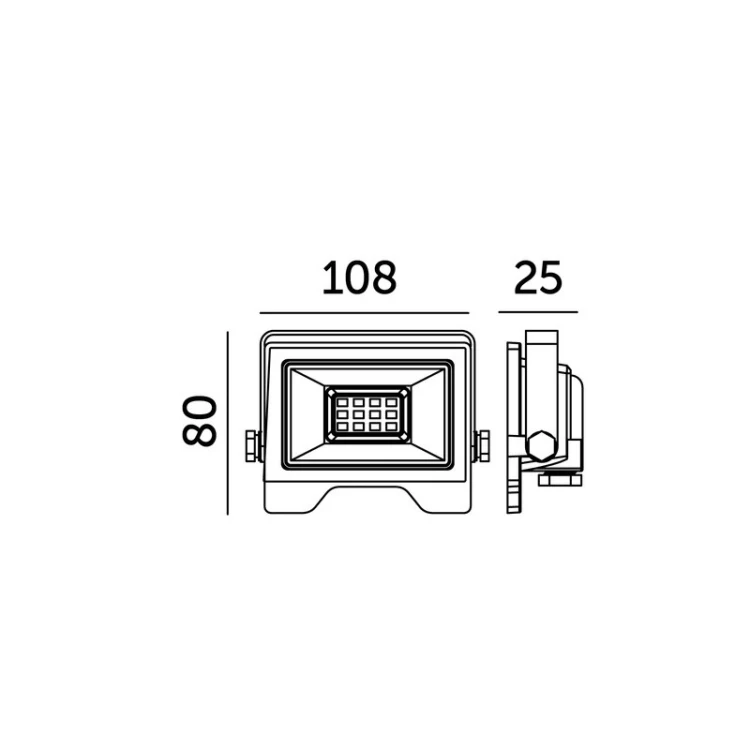 Wymiary naświetlacza LED 20W IP65 4000K