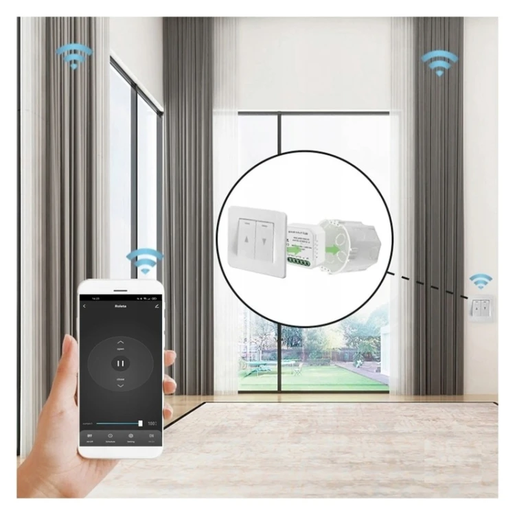 Mini sterownik rolet WiFi + RF do puszki RTX TUYA