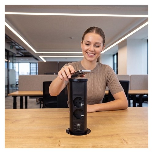 Gniazdo meblowe TOWER BOX 2x Schuko USB A+C czarne