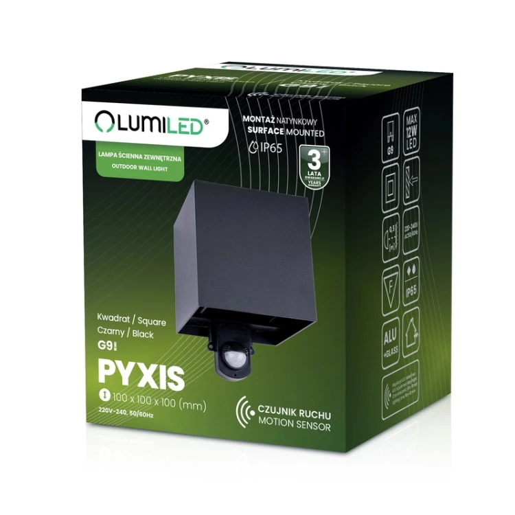 Lampa elewacyjna G9 IP54 z czujnikiem PYXIS