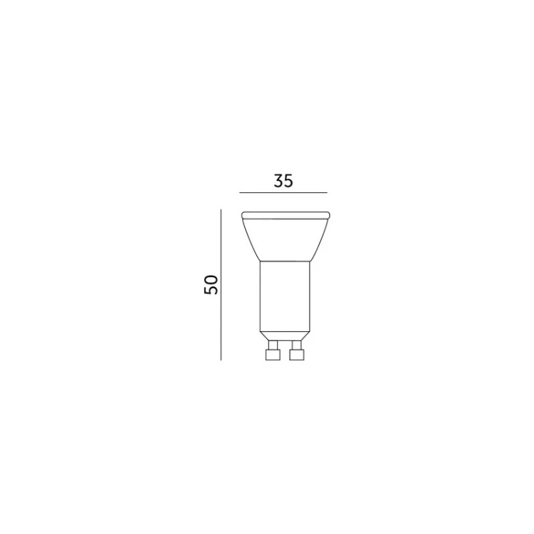 Wymiary żarówki LED GU11 4W 3000K 320lm 38°