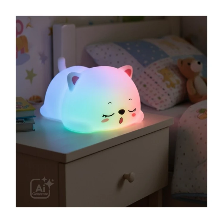 Lampka nocna kotek DREAM CAT RGB z ciepłym światłem