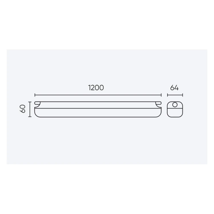Wymiary oprawy hermetycznej LED LINERIS 36W 120 cm