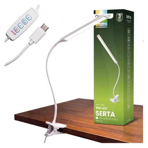 Lampka biurkowa LED SERTA 8W CCT na klips biała