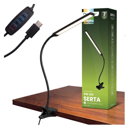 Lampka biurkowa LED SERTA 8W CCT na klips czarna
