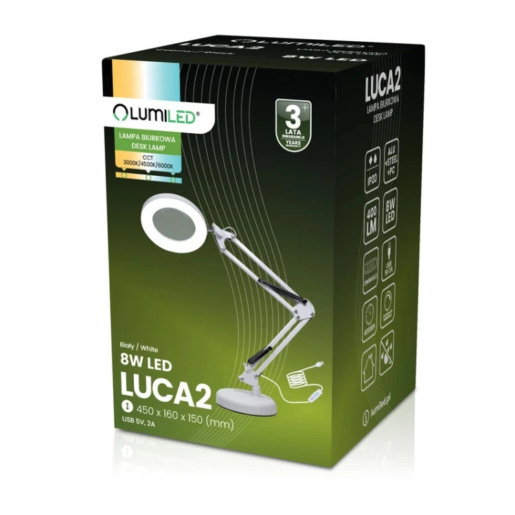 Lampka LED 8W CCT z lupą do precyzyjnej pracy