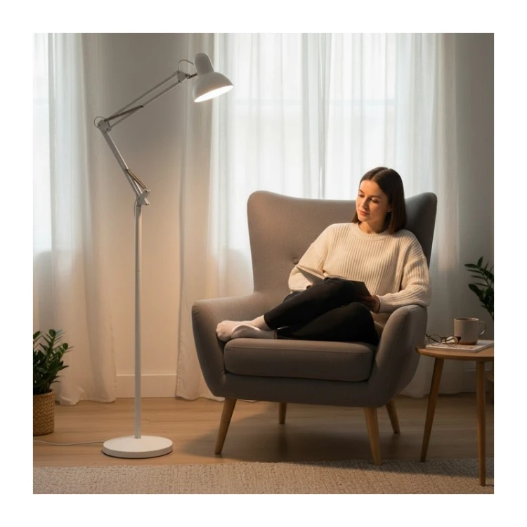 Biała lampa stojąca AURIQ ST E27