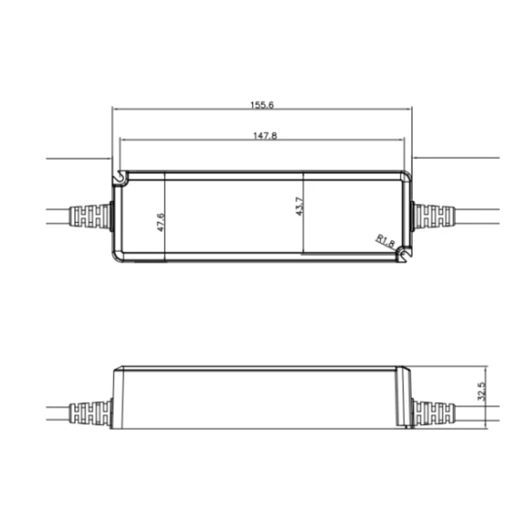 Wymiary zasilacza LED GLP 100W 48V 2,08A IP67