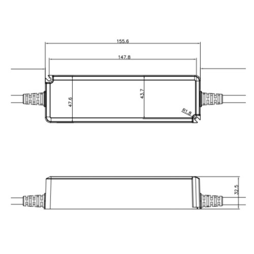 Wymiary zasilacza LED GLP 200W 48V 4,16A IP67