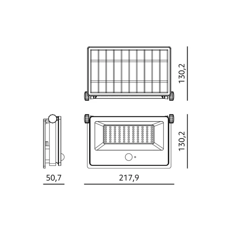Wymiary naświetlacza LED NCS G2 SOLARNEGO 30W IP54