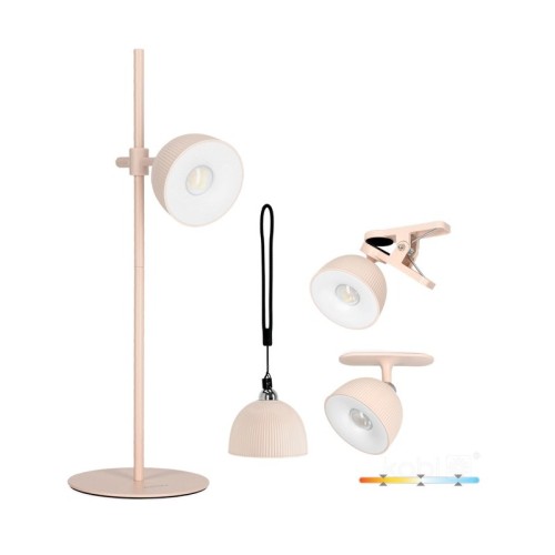 Lampa biurkowa podwójna ORBI Laitica 2,5W CCT różowa
