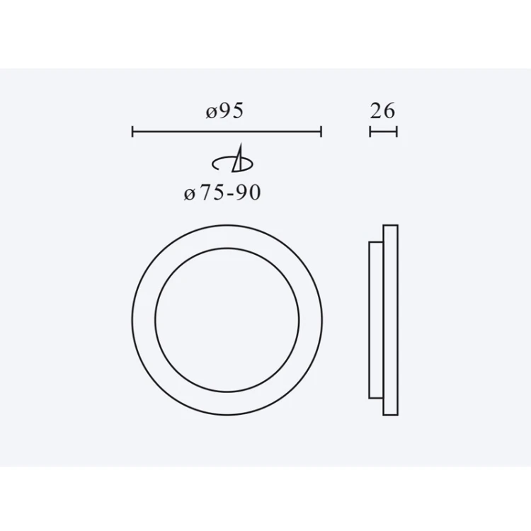 Wymiary panelu sufitowego LED MOLLY 5W 3CCT