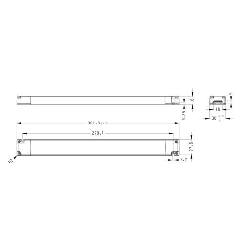 wymiary zasilacza LED 150W 48V 3,125A meblowy slim POS FTPC150V48-S3
