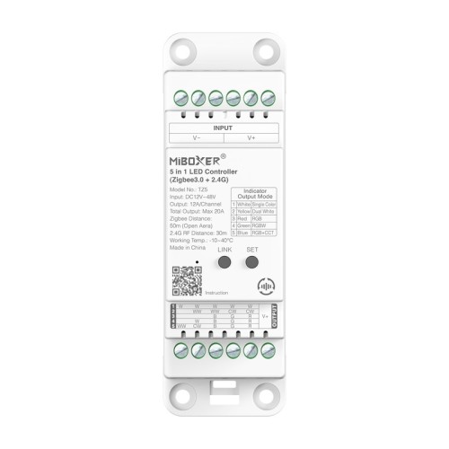 Sterownik LED 5w1 Mono CCT RGB RGBW RGBCCT Zigbee 12–48V 20A