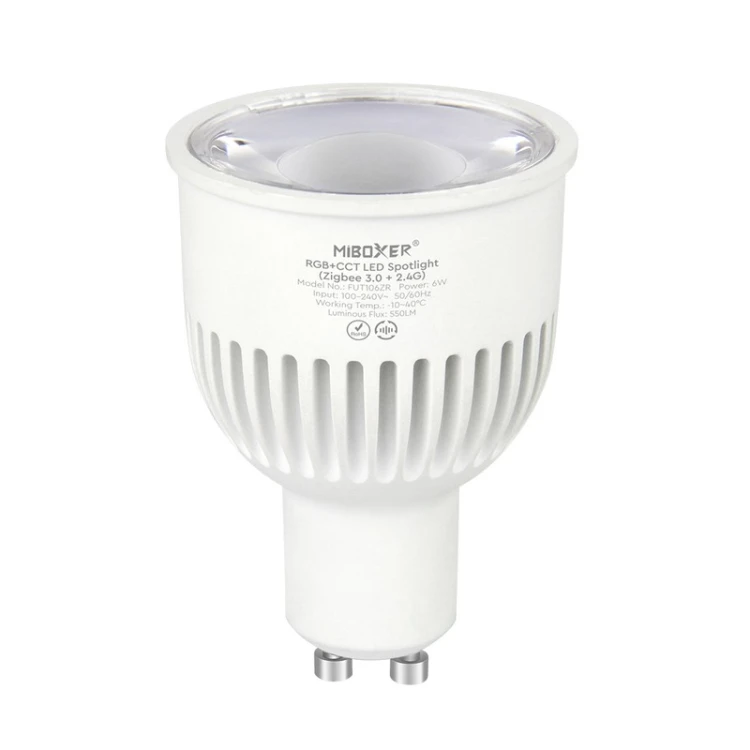 Żarówka LED MiBoxer GU10 6W RGB+CCT Zigbee 3.0 + 2.4G FUT106ZR
