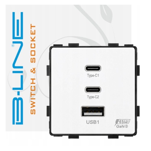Gniazdo MDX 65W z USB-A i dwoma portami USB-C