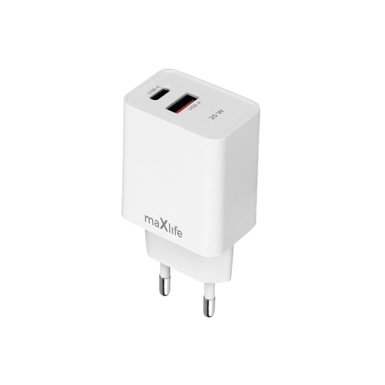 Zasilacz ładowarka USB-A + USB-C 20W PD QC biała