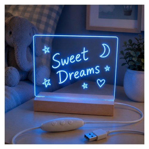 Lampka LED FNL-18 akrylowa z drewnianą podstawą