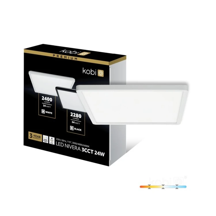 Plafon LED NIVERA SQUARE Premium 24W 3CCT biały