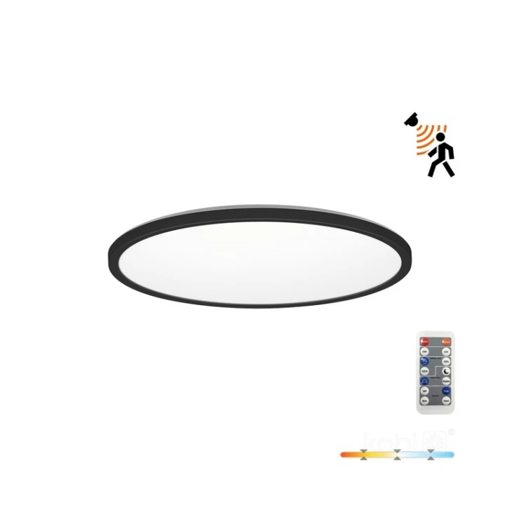 NIVERA CIRCLE 24W IP54 – czarny plafon LED z czujnikiem i pilotem