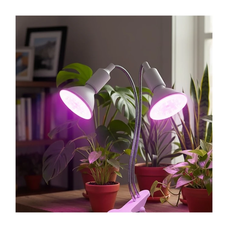 Biała lampka biurkowa PLANTY CLIP W DUO na 2 żarówki E27