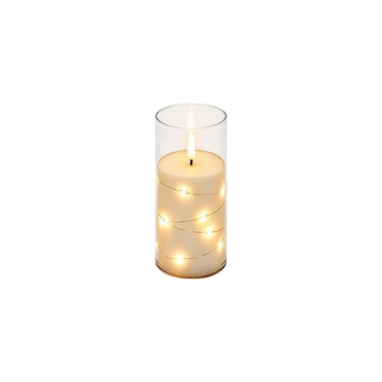 Dekoracyjna świeczka LED z płomieniem 13 cm transparentna