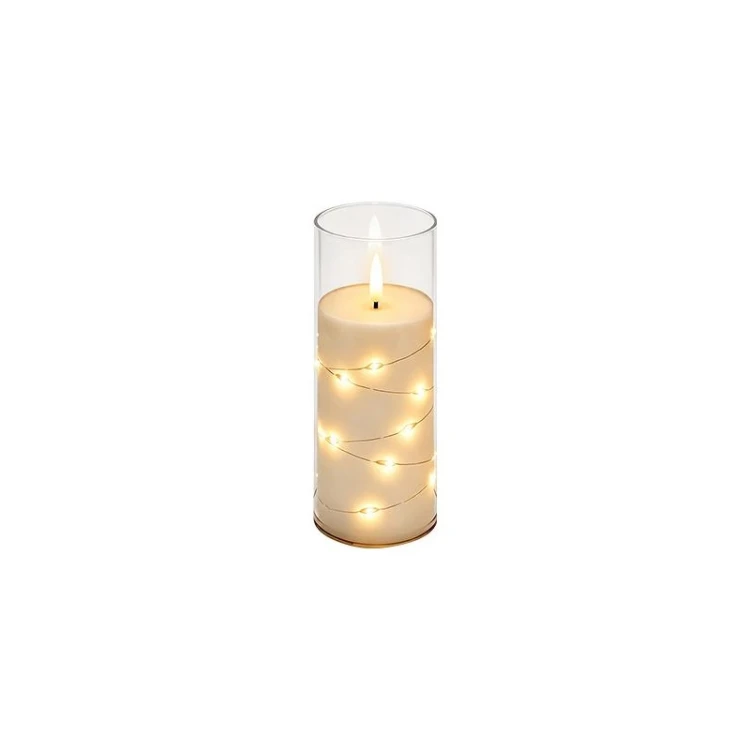Świeczka LED 18cm 2000K 2xAA płomień transparent