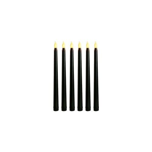 Świeczka LED stożek 28cm 2000K 2xAAA czarna - 6szt