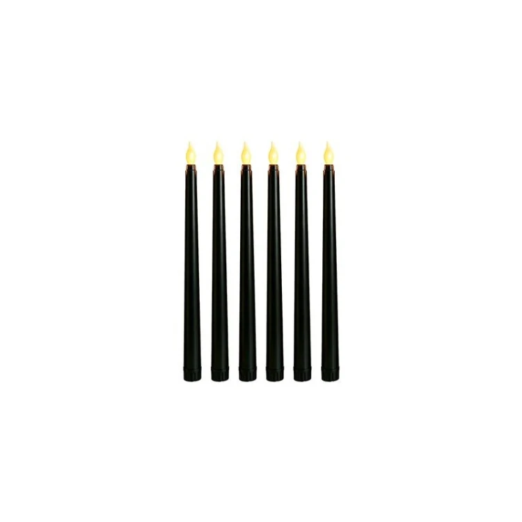 Świeczka LED stożek 28cm 2000K 2xAAA czarna - 6szt