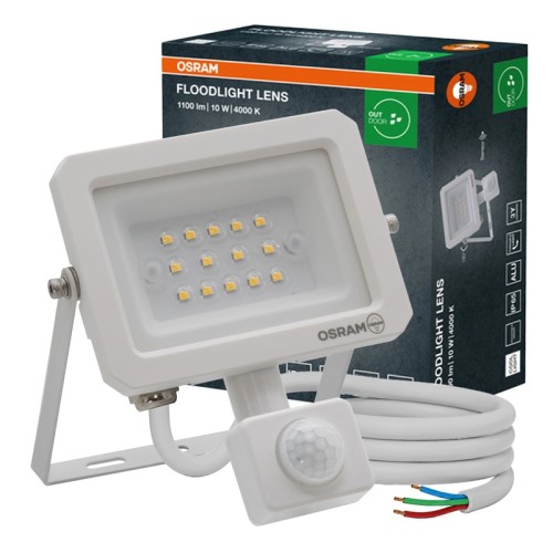 Naświetlacz LED Lens 10W 4000K IP65 biały z czujnikiem