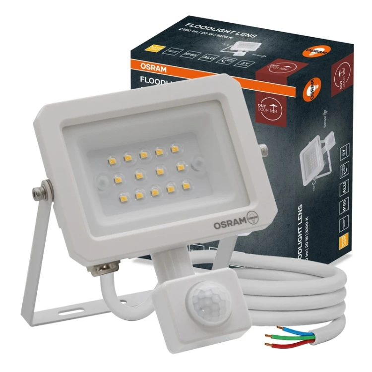 Naświetlacz LED Lens 20W 3000K IP65 biały z czujnikiem