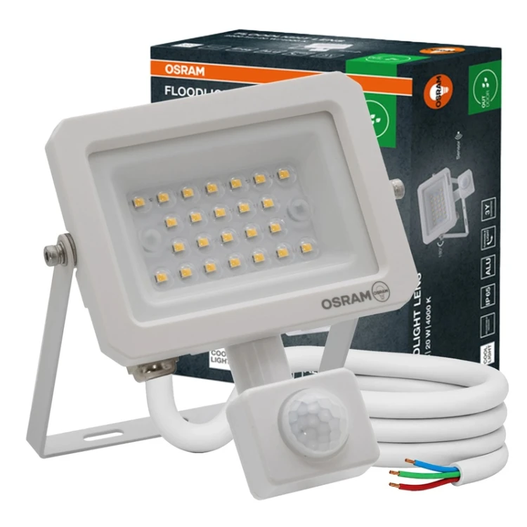Naświetlacz LED Lens 20W 4000K IP65 biały z czujnikiem