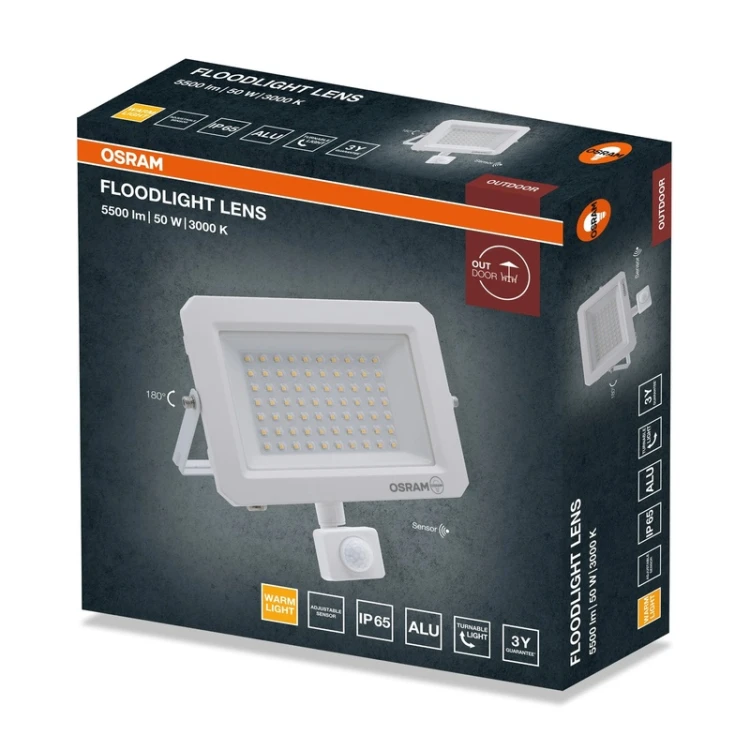 Naświetlacz zewnętrzny LED 50W biały z czujnikiem ruchu