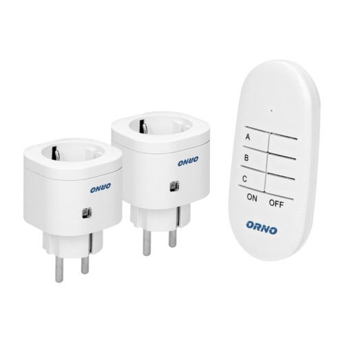 Zestaw bezprzewodowych mini gniazd Schuko sterowanych pilotem 2+1 OR-GB-439(GS)