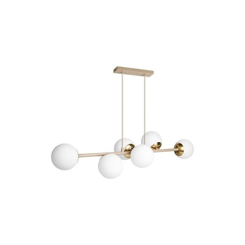 Lampa sufitowa wisząca BALI 6xE27 77 cm beżowo-złota